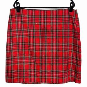 TALBOTS NWT PLAID SEQUIN WOOL BLEND SKIRT PREPPY HOLIDAY CHRISTMAS PLUS SIZE 16